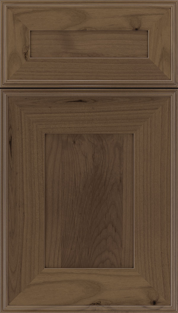 Elan 5pc Alder flat panel cabinet door in Toffee with Mocha glaze