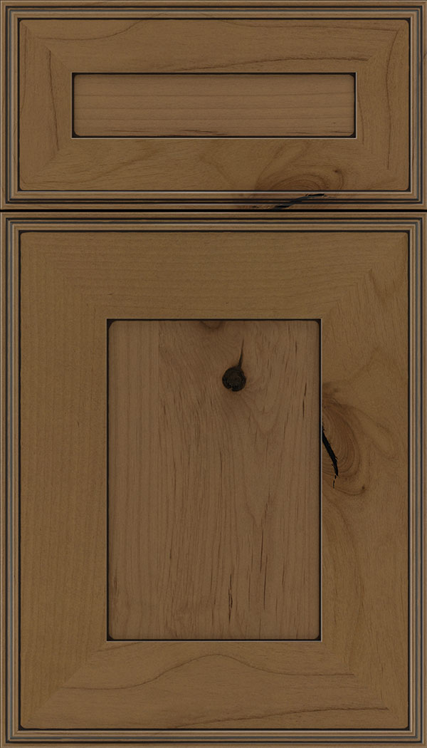 Elan 5pc Alder flat panel cabinet door in Tuscan with Black glaze