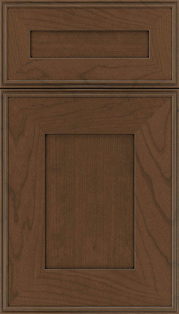 Elan 5pc Cherry flat panel cabinet door in Sienna with Black glaze