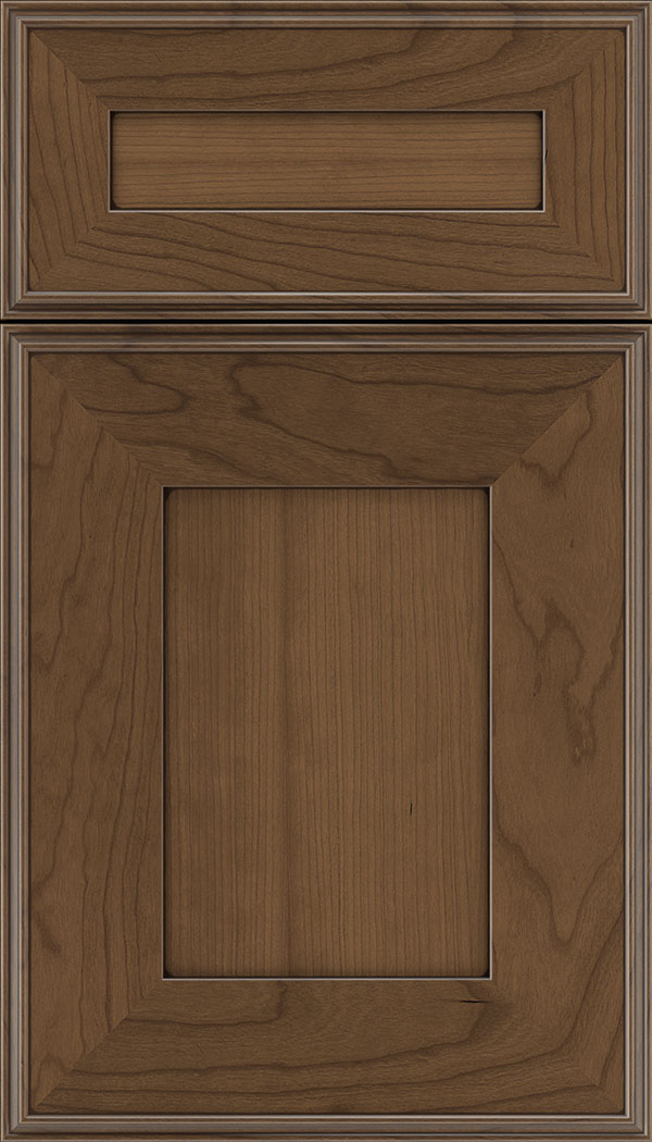 Elan 5pc Cherry flat panel cabinet door in Toffee with Mocha glaze