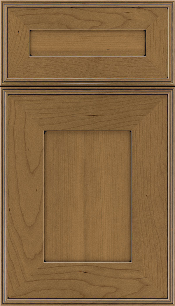 Elan 5pc Cherry flat panel cabinet door in Tuscan with Black glaze