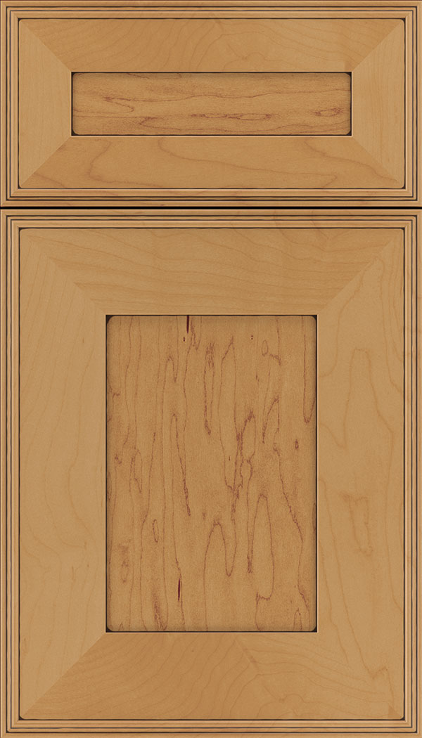 Elan 5pc Maple flat panel cabinet door in Ginger with Black glaze