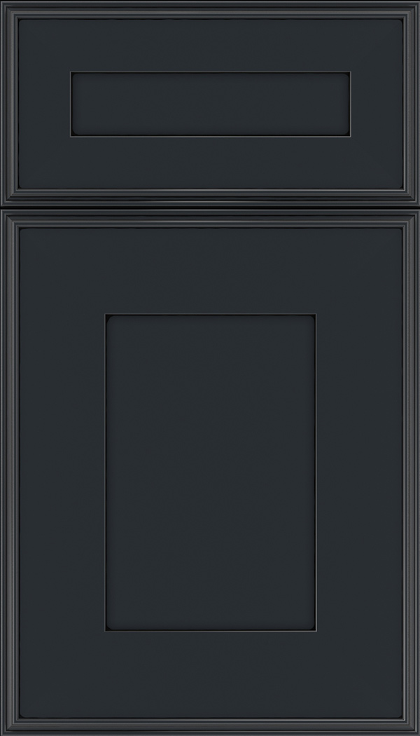 Elan 5pc Maple flat panel cabinet door in Gunmetal Blue with Black glaze