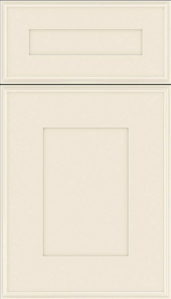 Elan 5pc Maple flat panel cabinet door in Seashell with Pewter glaze