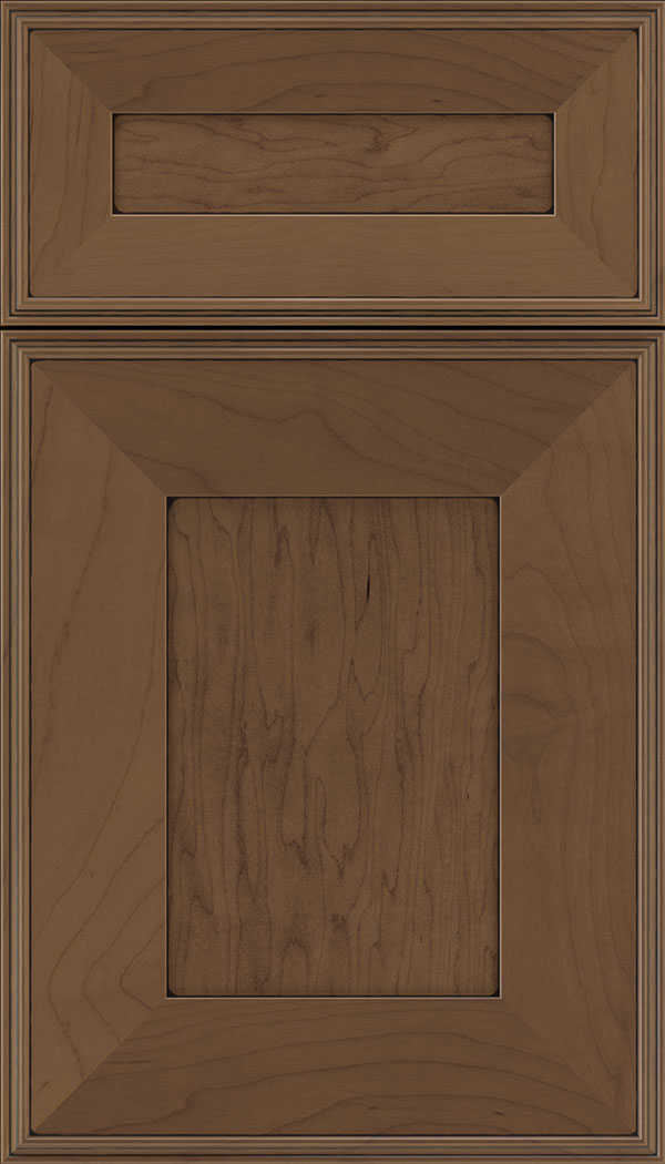Elan 5pc Maple flat panel cabinet door in Toffee with Black glaze