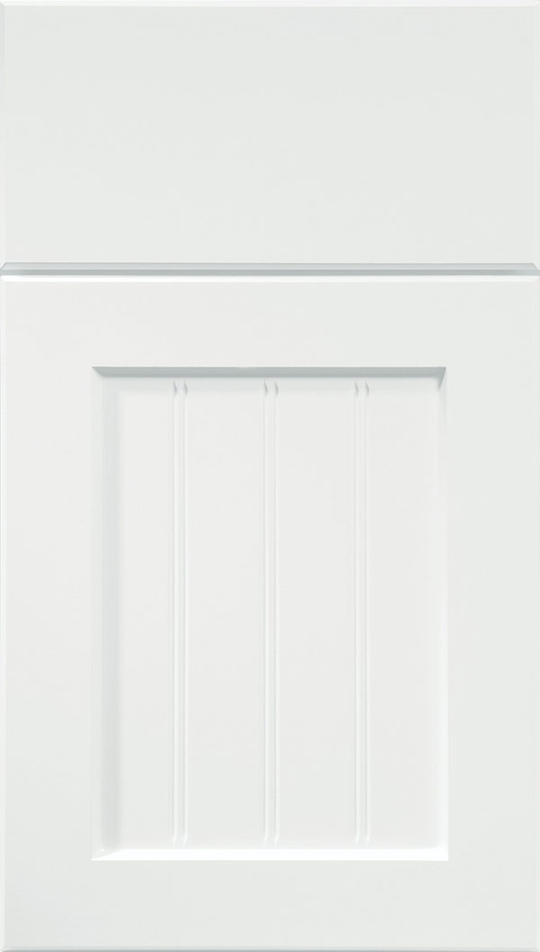 Glendale Thermofoil Beadboard cabinet door in Satin White