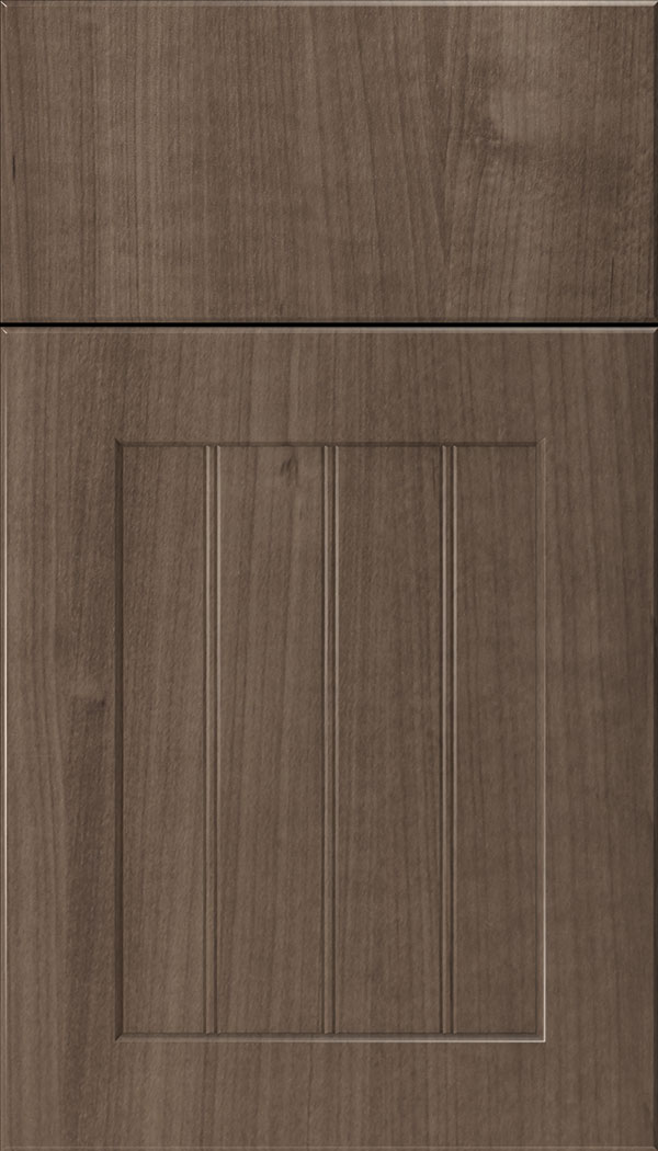 Glendale Thermofoil beadboard cabinet door in Warm Walnut