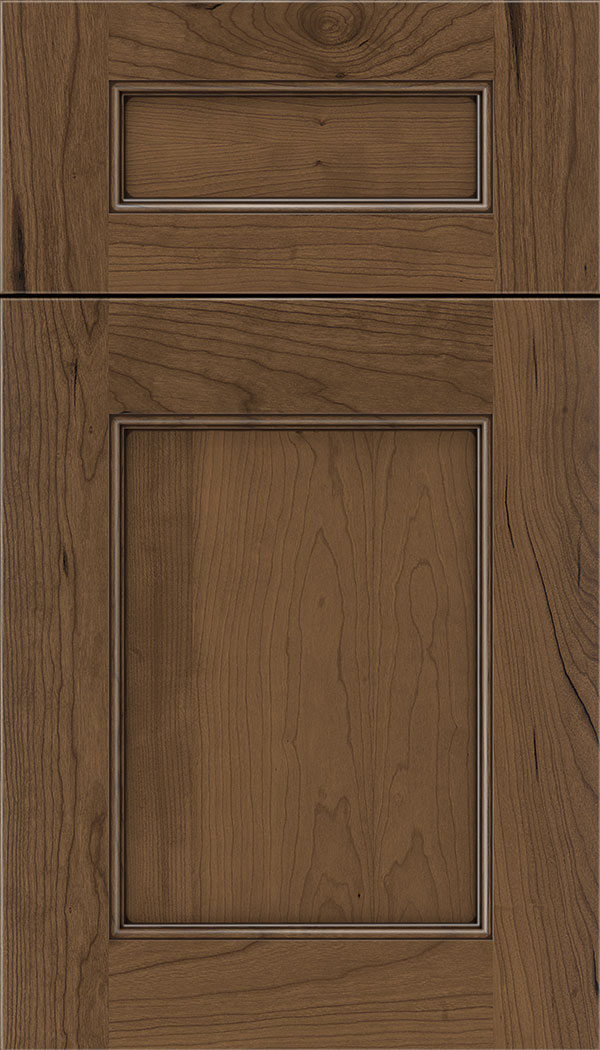 Lexington 5pc Cherry recessed panel cabinet door in Toffee with Mocha glaze