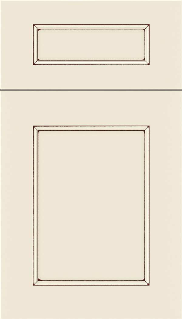 Lexington 5pc Maple recessed panel cabinet door in Seashell with Mocha glaze