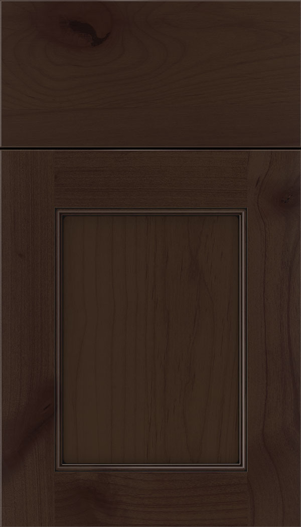 Lexington Alder recessed panel cabinet door in Cappuccino with Black glaze