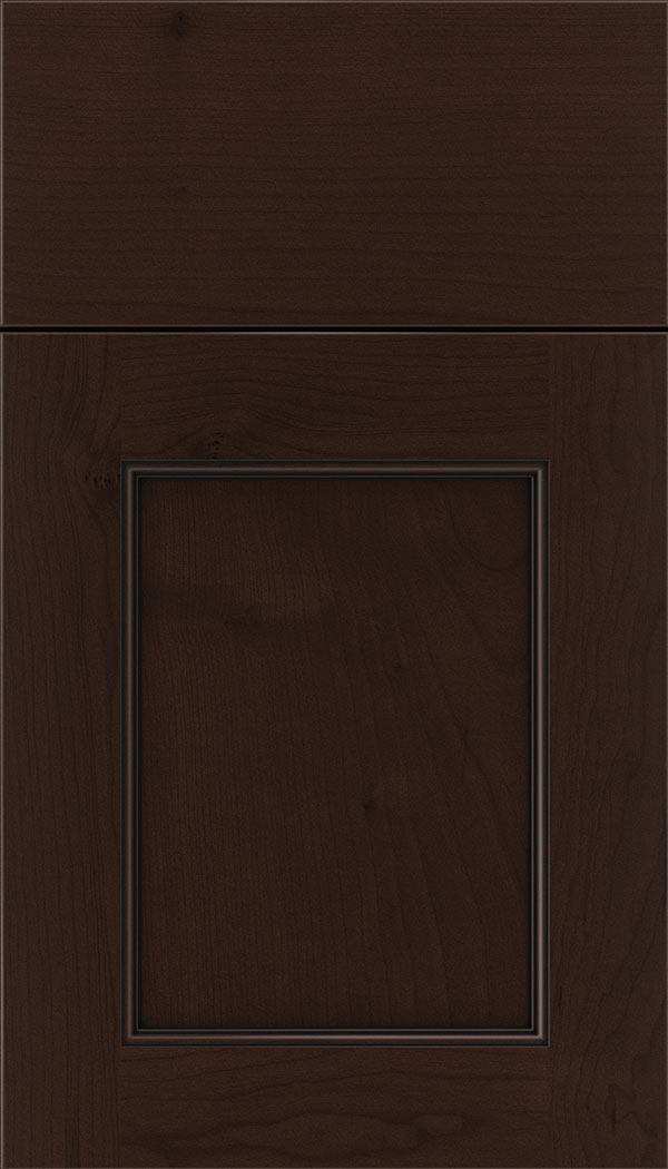 Lexington Cherry recessed panel cabinet door in Cappuccino with Black glaze