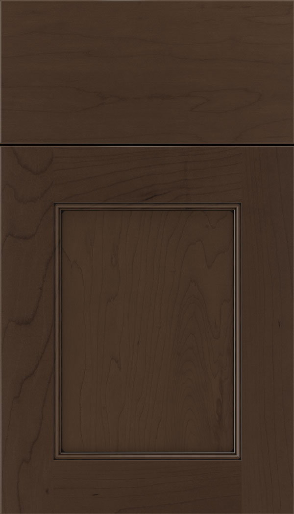 Lexington Maple recessed panel cabinet door in Cappuccino with Black glaze