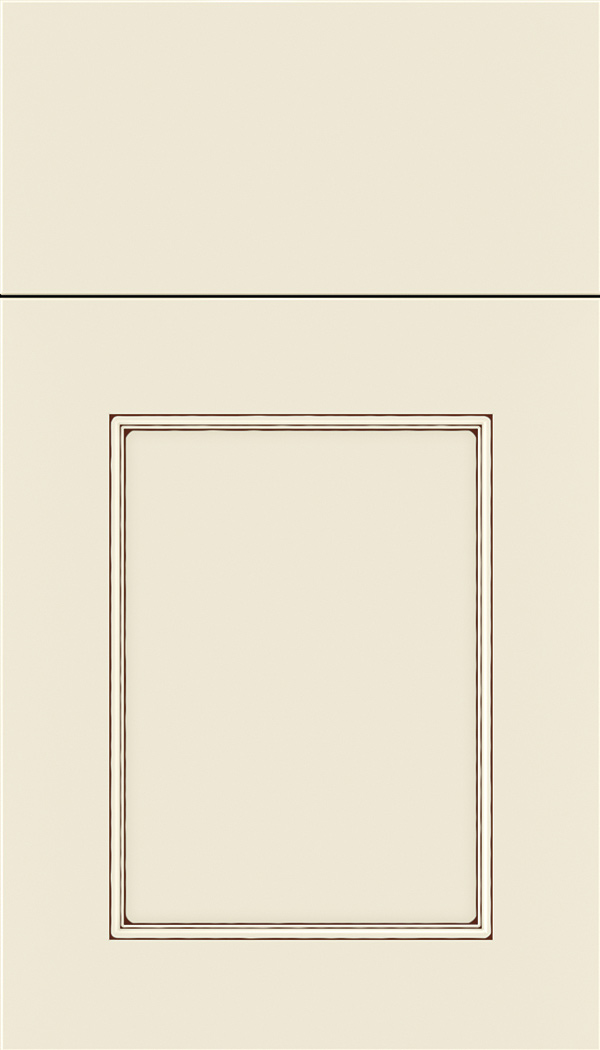 Lexington Maple recessed panel cabinet door in Seashell with Mocha glaze