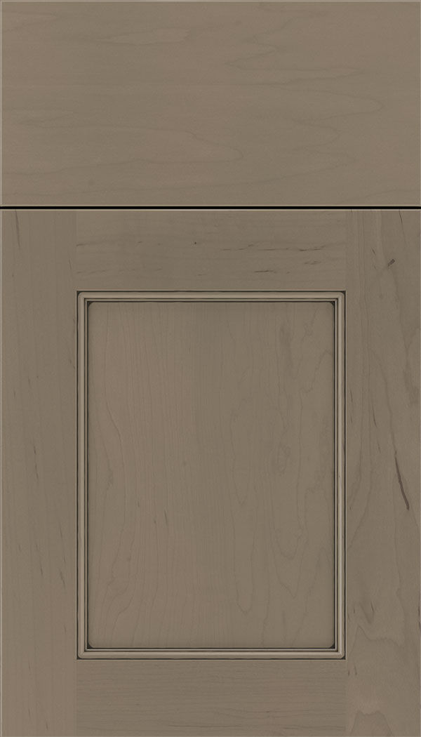 Lexington Maple recessed panel cabinet door in Winter with Black glaze
