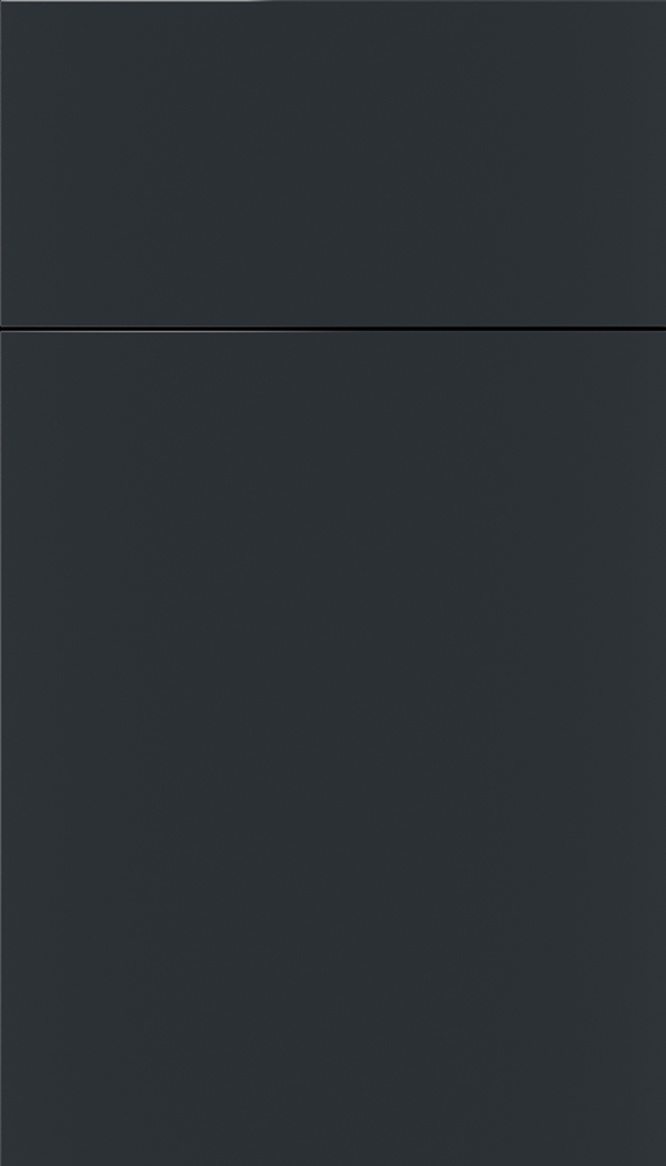 Lockhart Maple slab cabinet door in Gunmetal Blue