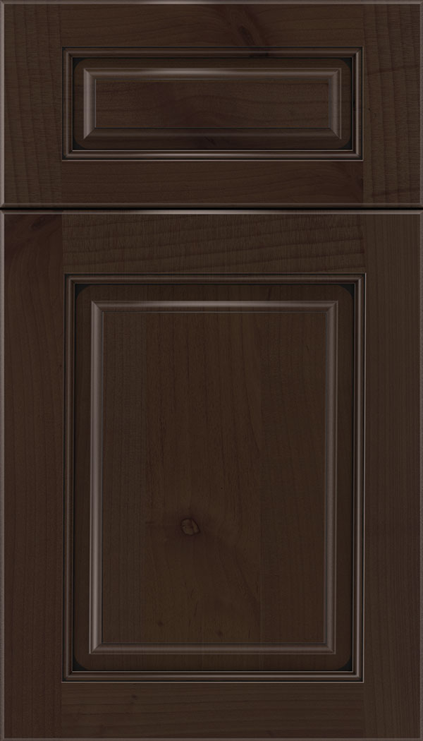 Marquis 5pc Alder raised panel cabinet door in Cappuccino with Black glaze
