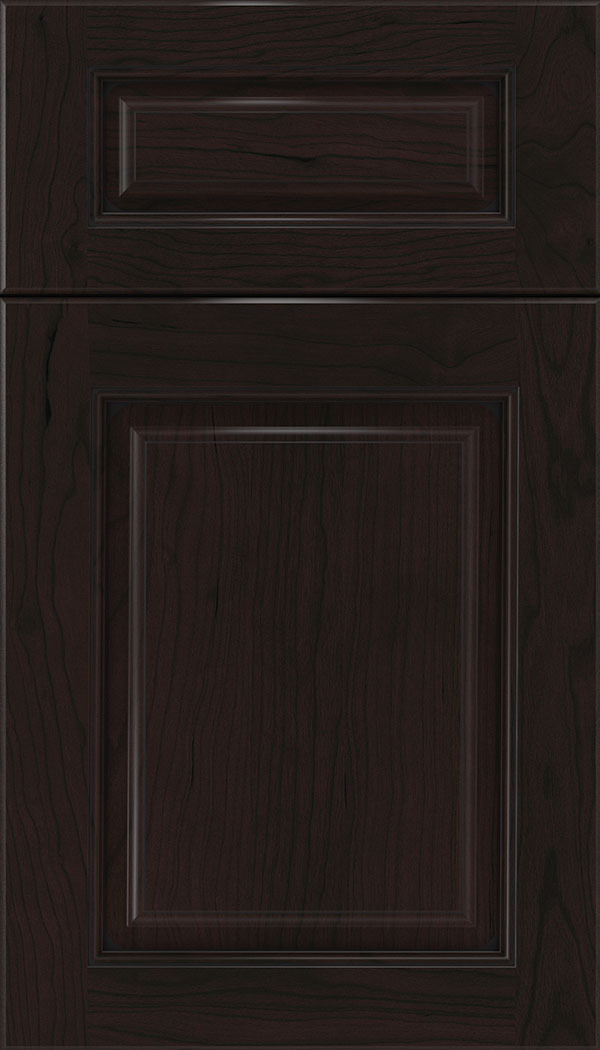 Marquis 5pc Cherry raised panel cabinet door in Espresso with Black glaze