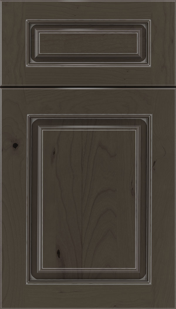 Marquis 5pc Cherry raised panel cabinet door in Thunder with Pewter glaze