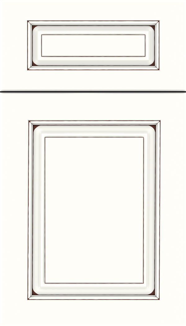 Marquis 5pc Maple raised panel cabinet door in Alabaster with Mocha glaze