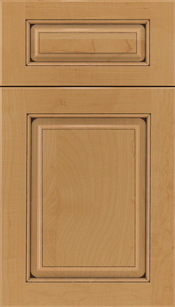 Marquis 5pc Maple raised panel cabinet door in Ginger with Black glaze