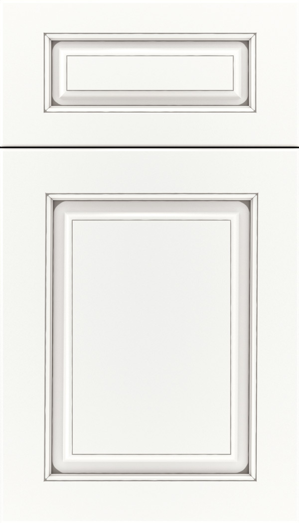 Marquis 5pc Maple raised panel cabinet door in Whitecap with Pewter glaze