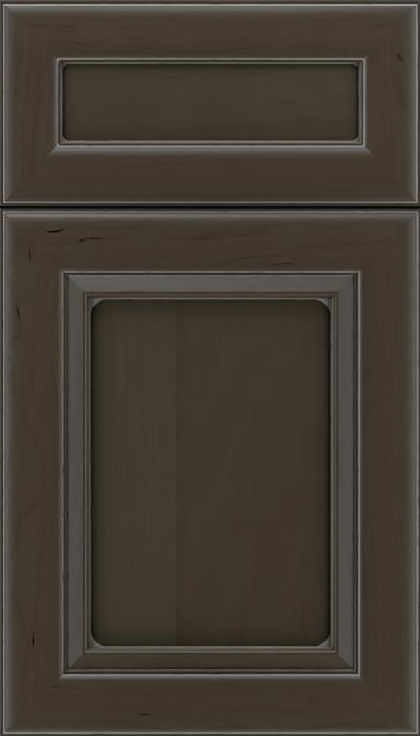 Paloma 5pc Cherry flat panel cabinet door in Thunder with Pewter glaze