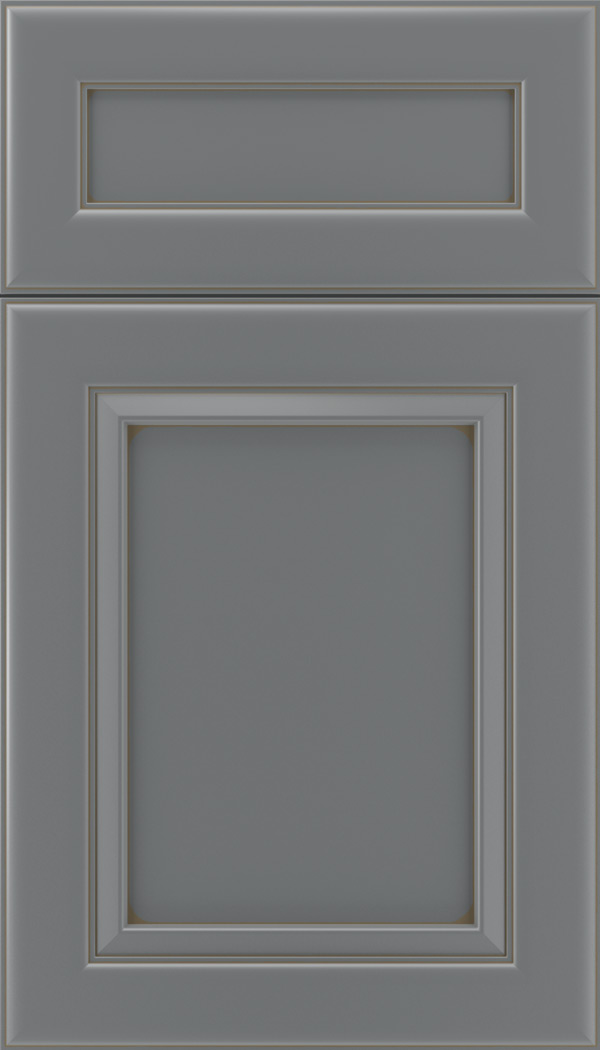 Paloma 5pc Maple flat panel cabinet door in Cloudburst with Smoke glaze