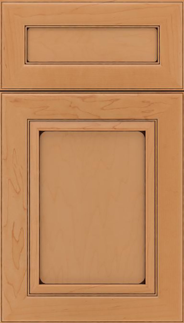 Paloma 5pc Maple flat panel cabinet door in Ginger with Black glaze