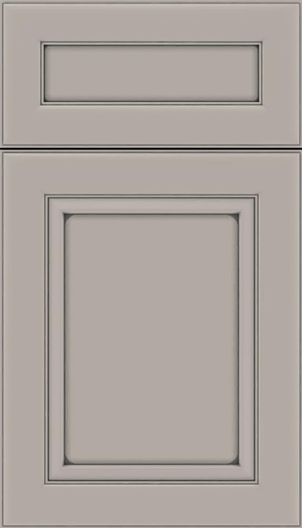 Paloma 5pc Maple flat panel cabinet door in Nimbus with Pewter glaze