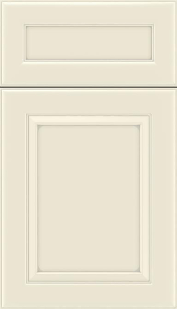 Paloma 5pc Maple flat panel cabinet door in Seashell with Pewter glaze