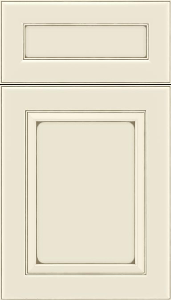 Paloma 5pc Maple flat panel cabinet door in Seashell with Smoke glaze