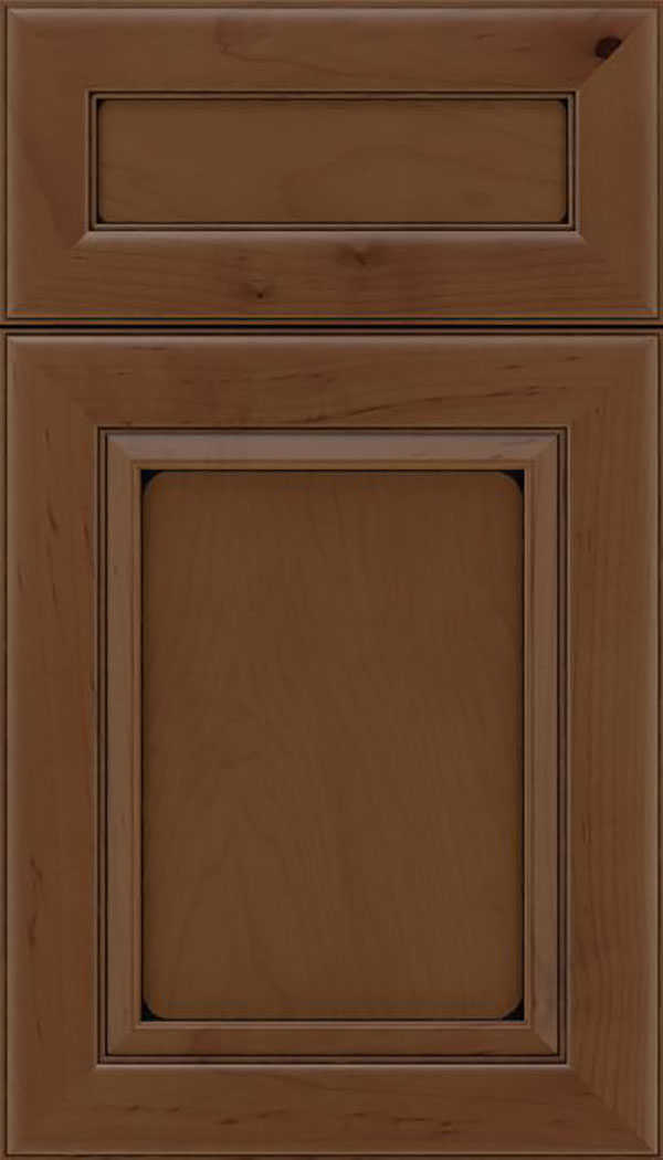 Paloma 5pc Maple flat panel cabinet door in Sienna with Black glaze