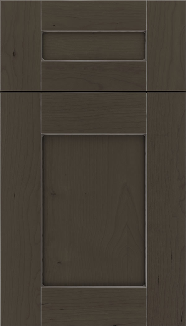 Pearson 5pc Cherry flat panel cabinet door in Thunder with Pewter glaze