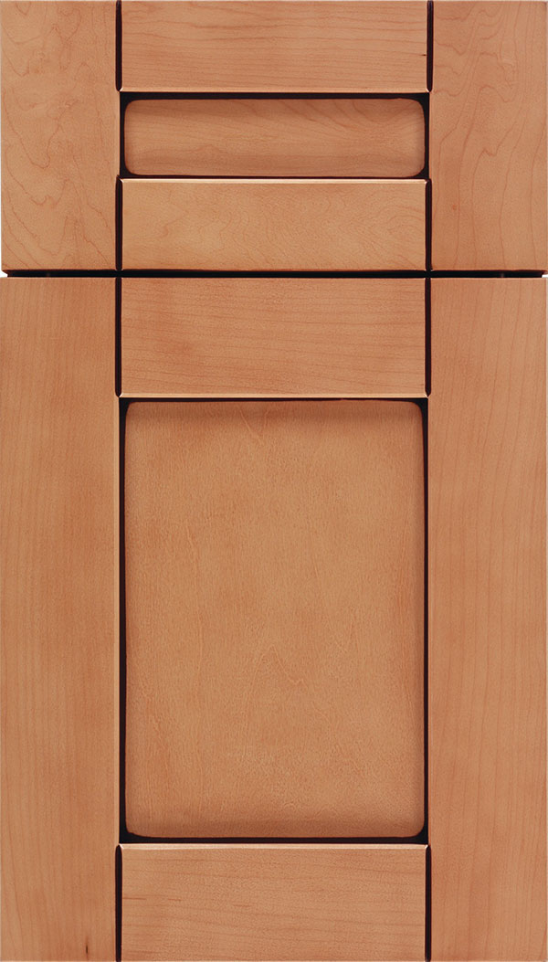 Pearson 5pc Maple flat panel cabinet door in Ginger with Mocha glaze