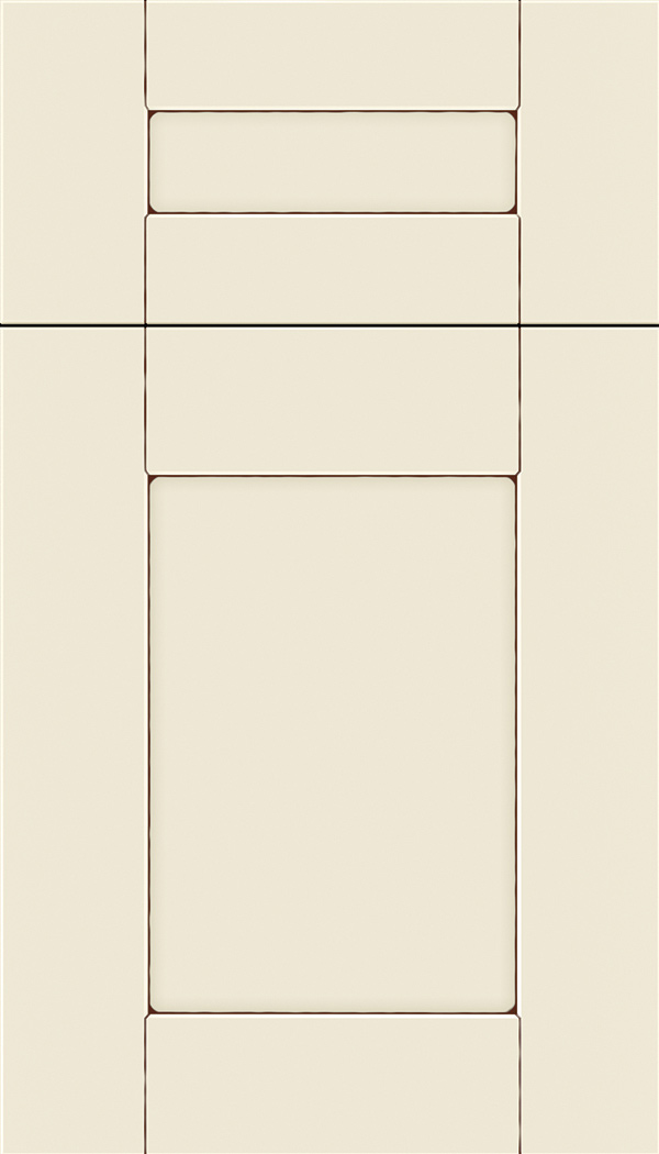 Pearson 5pc Maple flat panel cabinet door in Seashell with Mocha glaze