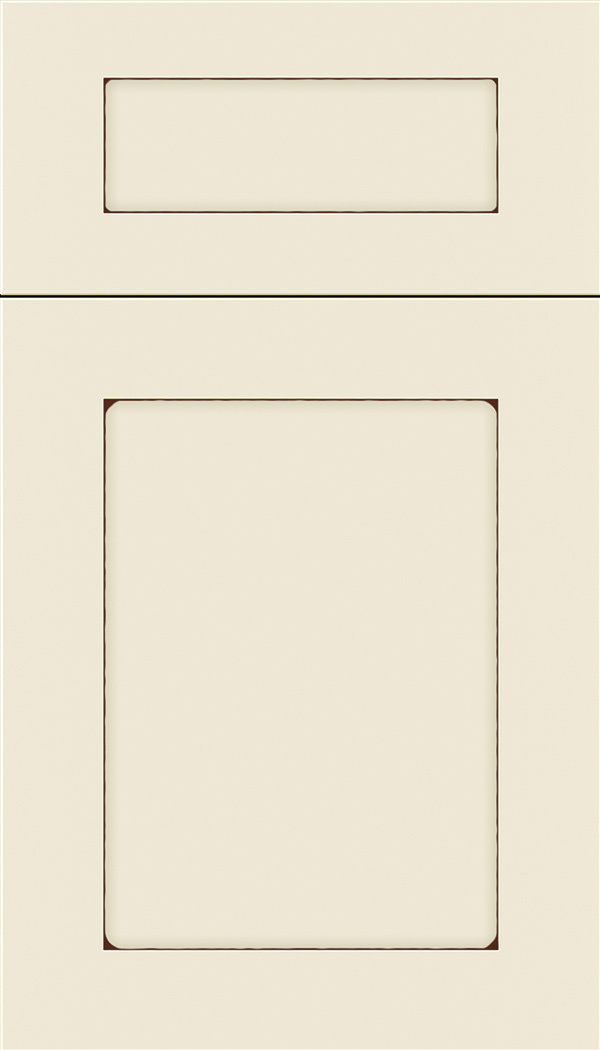 Plymouth 5pc Maple shaker cabinet door in Seashell with Mocha glaze