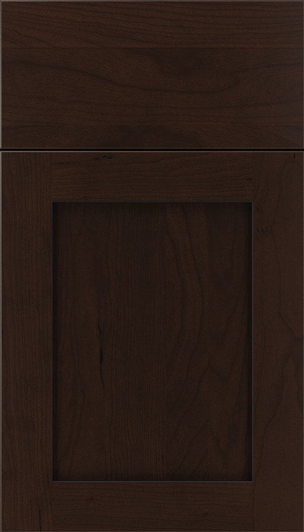 Plymouth Cherry shaker cabinet door in Cappuccino with Black glaze