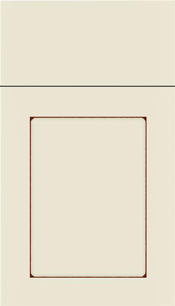 Salem Maple shaker cabinet door in Seashell with Mocha glaze