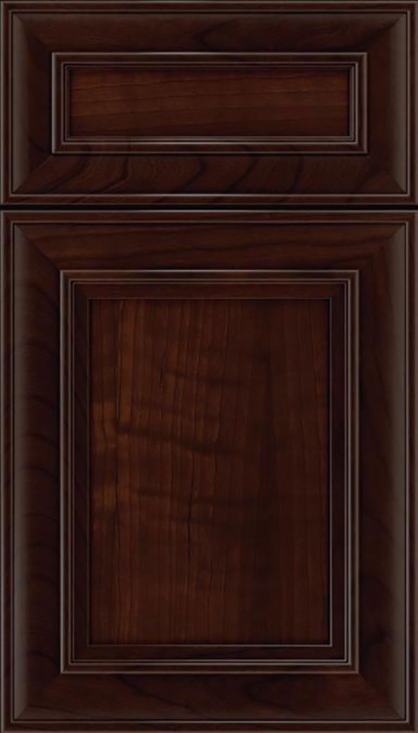 Sheffield 5pc Cherry recessed panel cabinet door in Cappuccino