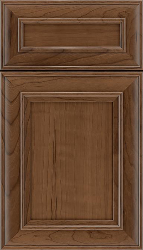 Sheffield 5pc Cherry recessed panel cabinet door in Toffee