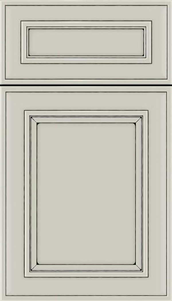 Sheffield 5pc Maple recessed panel cabinet door in Cirrus with Black glaze