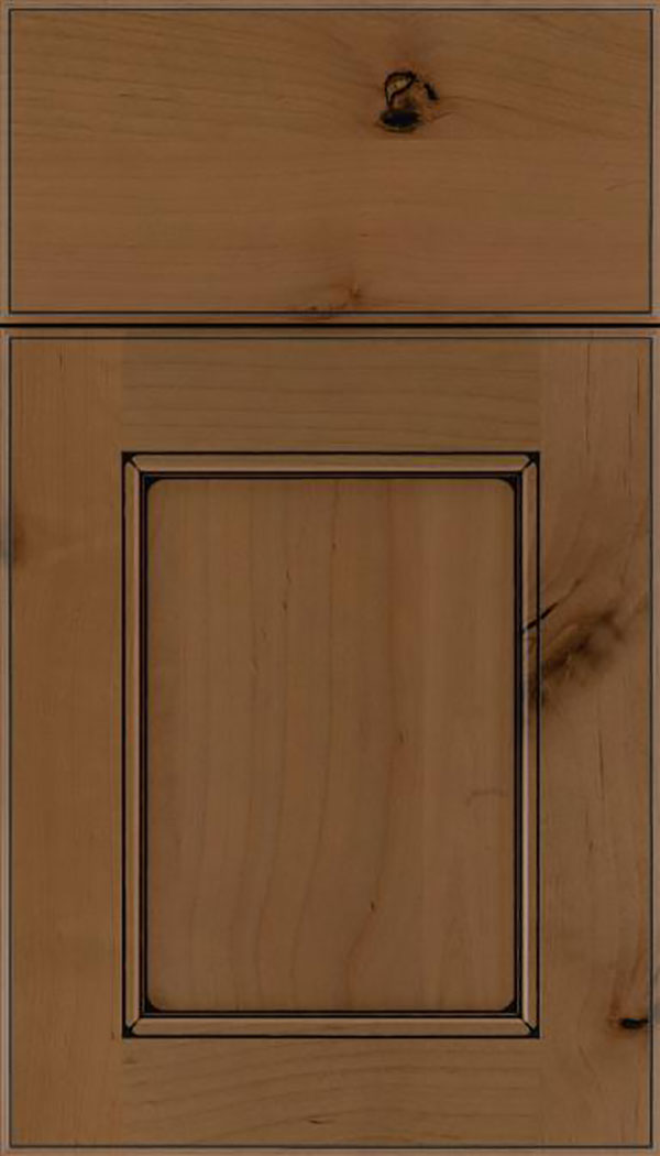 Tamarind Alder shaker cabinet door in Tuscan with Black glaze