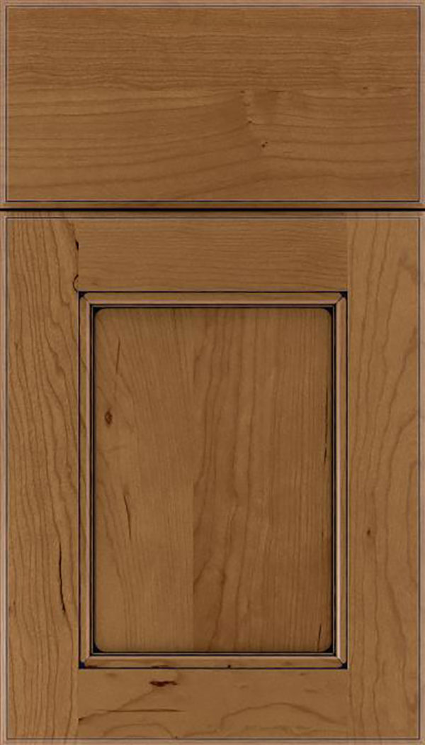 Tamarind Cherry shaker cabinet door in Tuscan with Black glaze