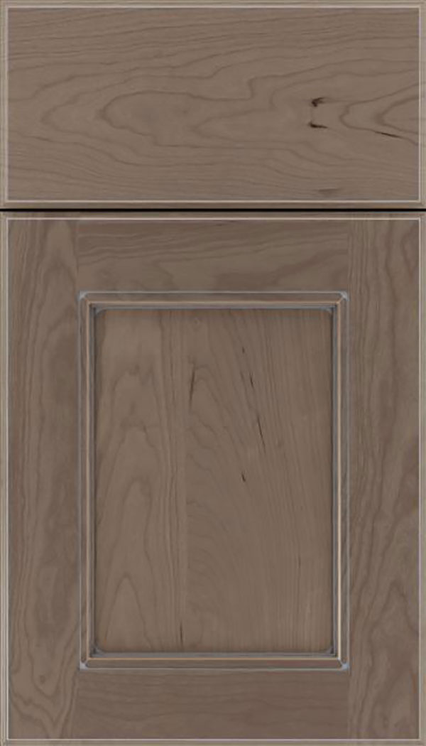 Tamarind Cherry shaker cabinet door in Winter with Pewter glaze