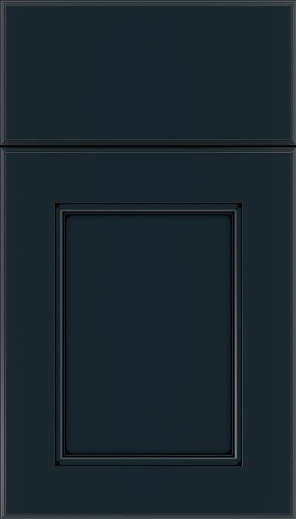 Tamarind Maple shaker cabinet door in Gunmetal Blue with Black glaze