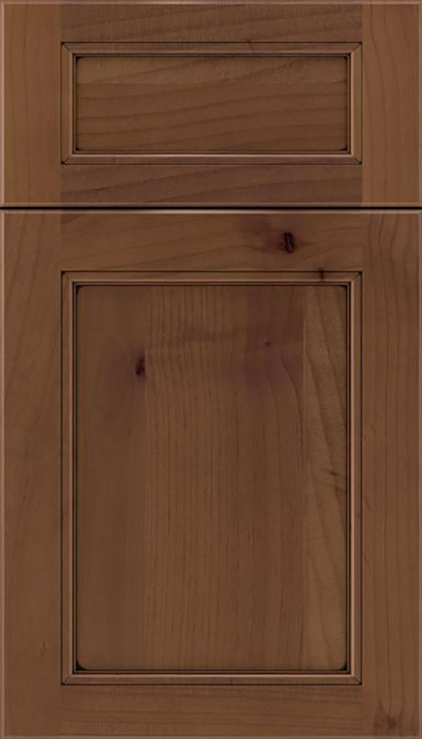 Templeton 5pc Alder recessed panel cabinet door in Sienna with Black glaze