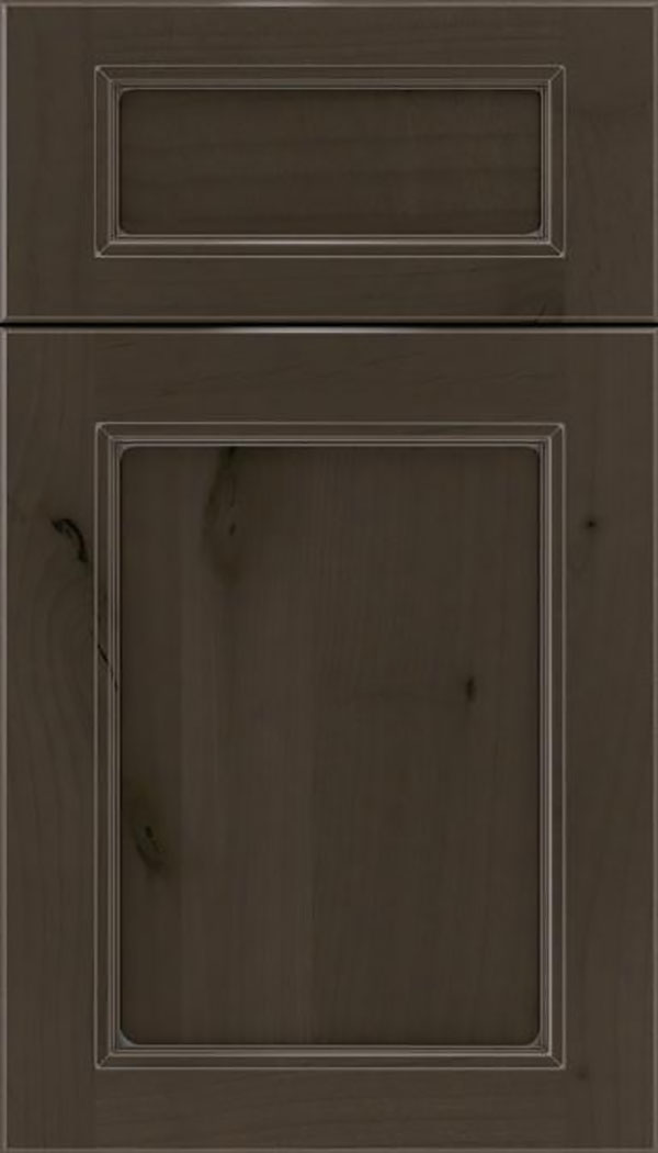 Templeton 5pc Alder recessed panel cabinet door in Thunder with Pewter glaze