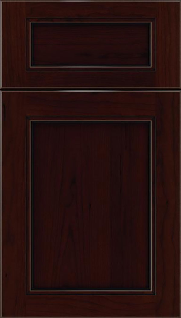 Templeton 5pc Cherry recessed panel cabinet door in Cappuccino with Black glaze