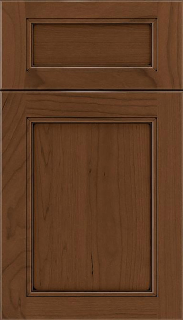 Templeton 5pc Cherry recessed panel cabinet door in Sienna with Black glaze