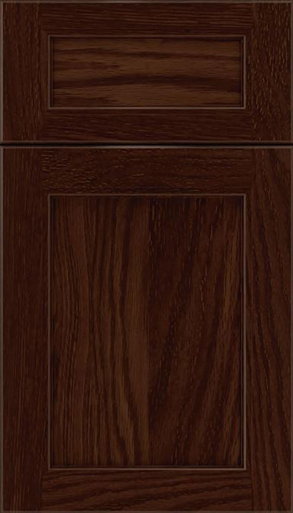 Templeton 5pc Oak recessed panel cabinet door in Cappuccino